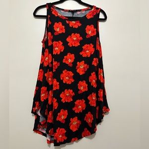 Lane Bryant Swing Tunic - NWOT - Black/Red floral - Size 10/12